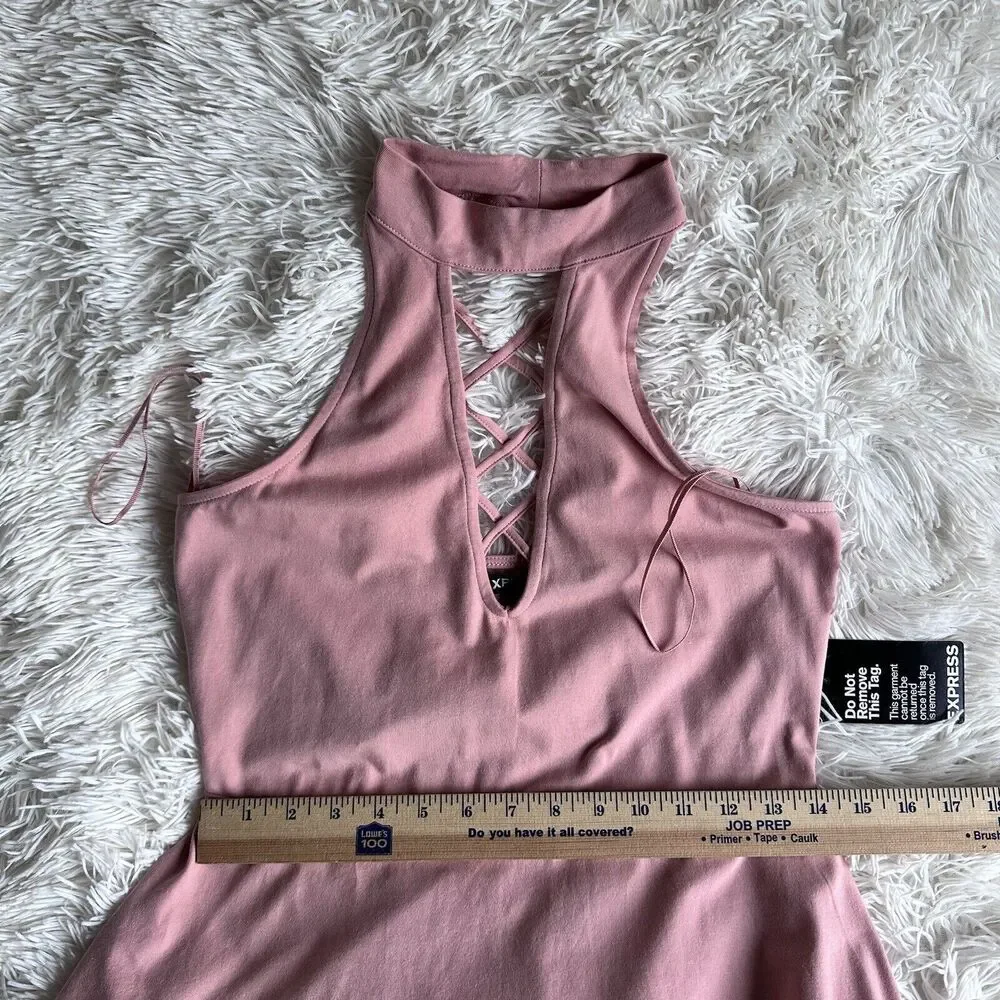 New Express Pink / Blush Colored Halter Top Dress size M - Picture 4 of 5